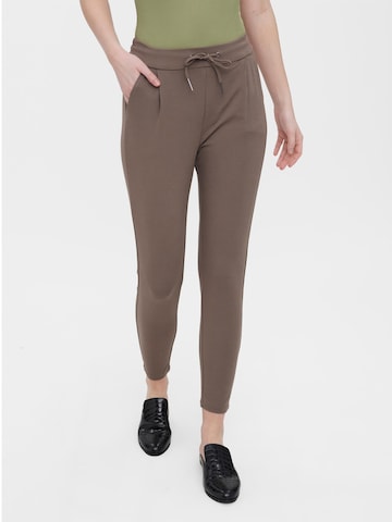 VERO MODA Tapered Pleat-Front Pants 'Eva' in Grey: front