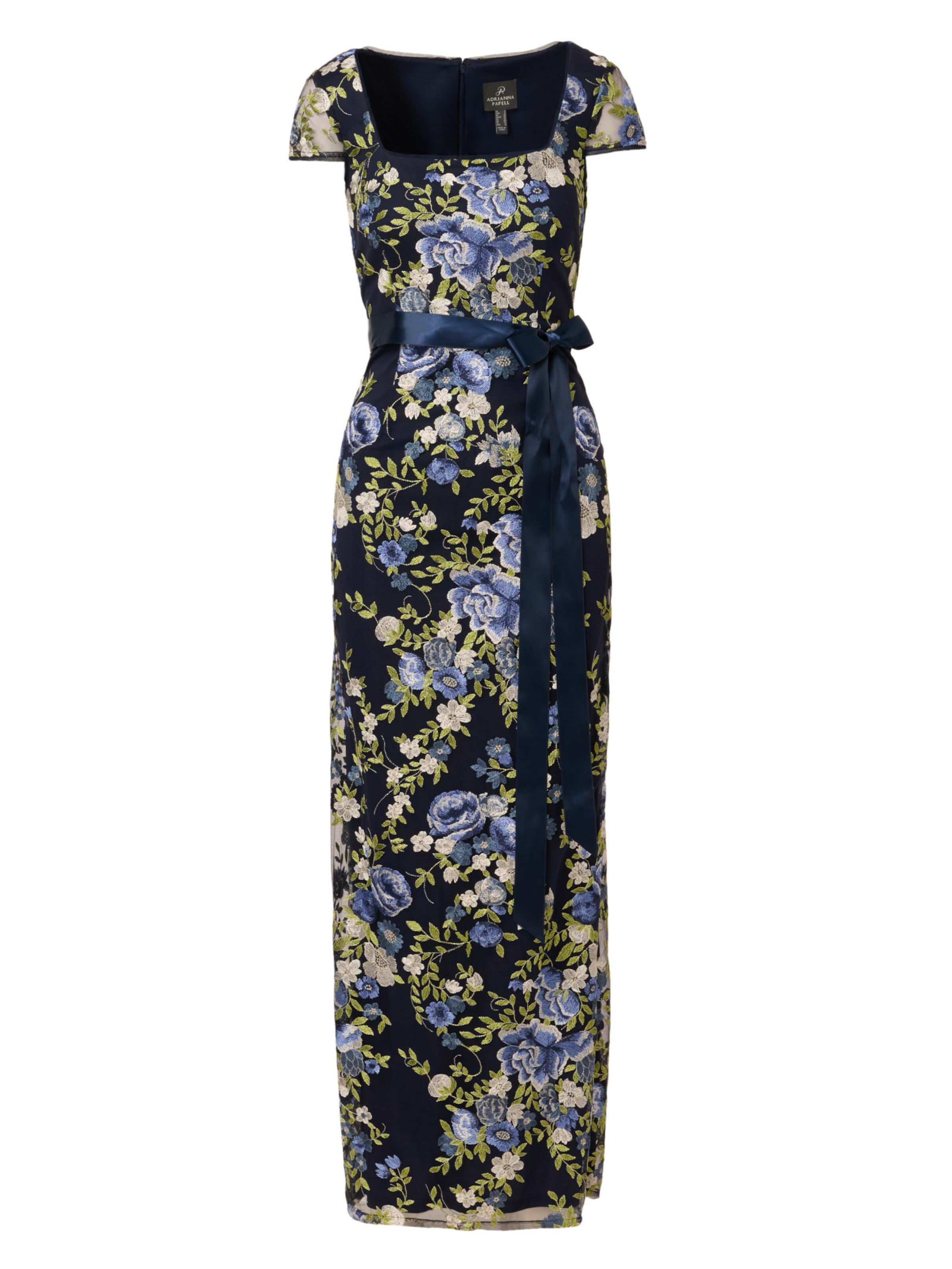 Adrianna Papell Avondjurk 'Cascading Floral Column Gown' in Blauw: voorkant