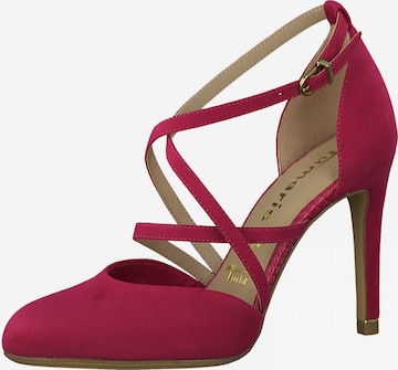 TAMARIS Дамски обувки на ток с отворена пета в червено: отпред