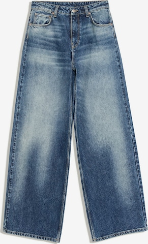 Wide leg Jeans de la Bershka pe albastru: față
