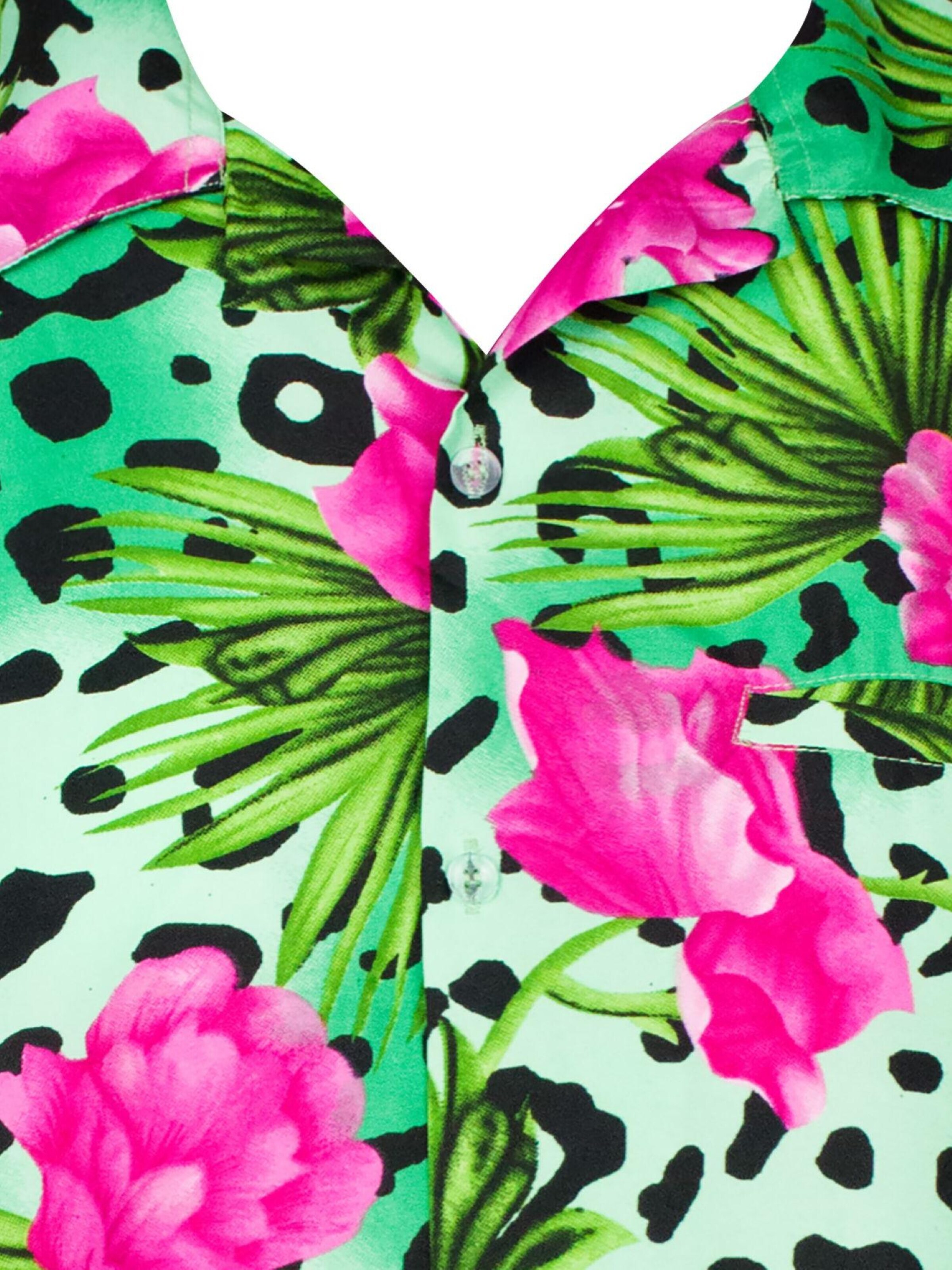 Maglietta 'Leopard Flowers' di King Kameha in verde