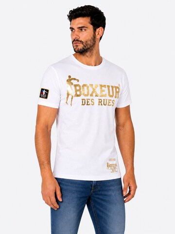 Boxeur des Rues Klederdracht shirt 'Herren T-Shirt Slim Fit Boxeur des Rues, Weiß, Goldenes Logo, Premium-Baumwolle' in Wit
