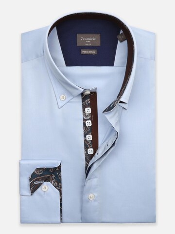 Slim fit Camicia 'Roma Iconic Satin Man Shirt Grey' di 7Camicie in blu