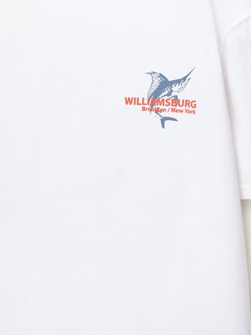 Tricou 'SWORDFISH' de la Pull&Bear pe alb