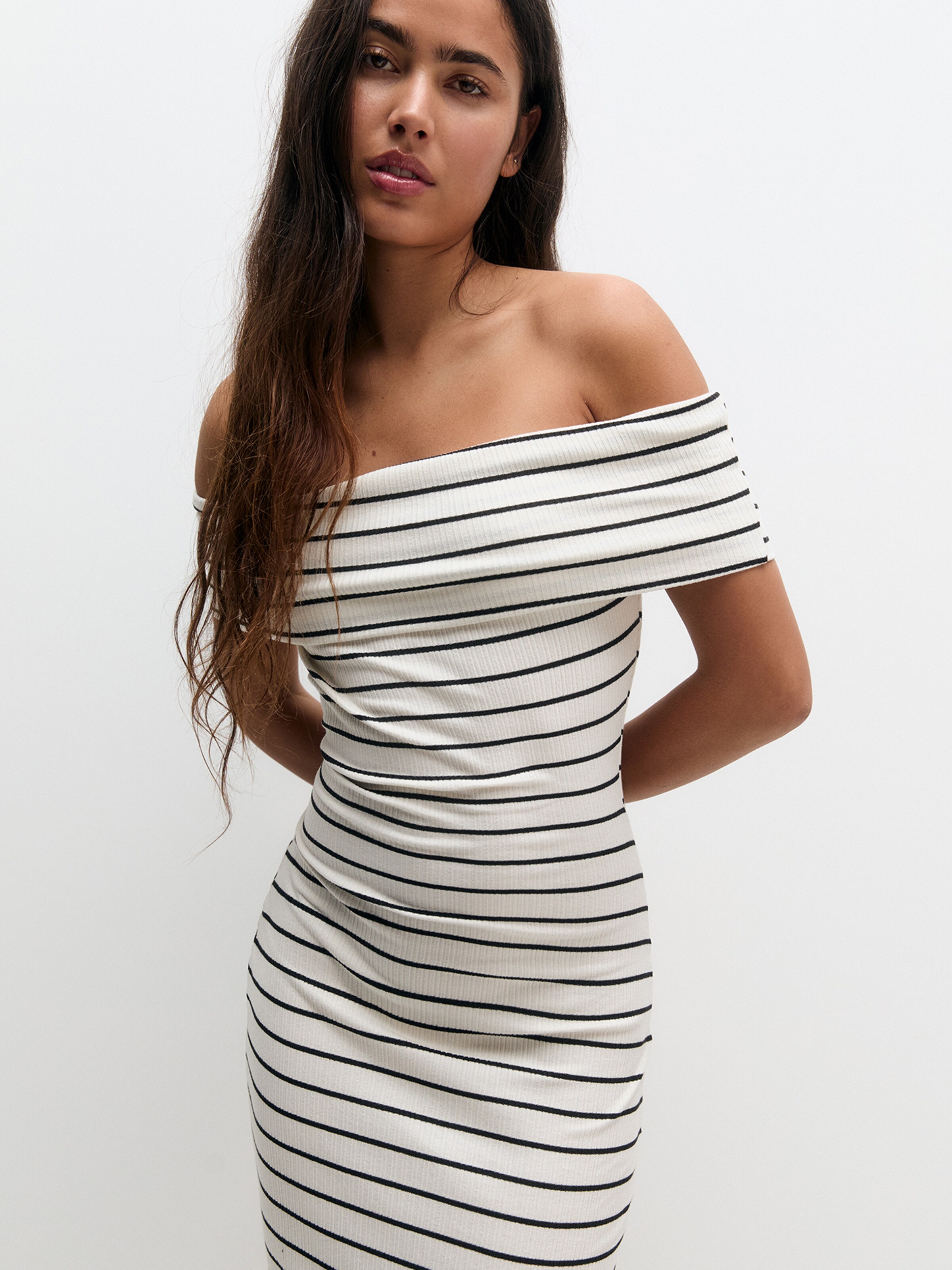 Pull Bear Knitted dress in Off White ABOUT YOU