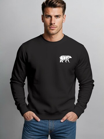 Neverless Sweatshirt 'Bär Lineart Polygon' in Black