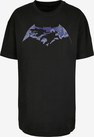 F4NT4STIC Oversized shirt 'Batman v Superman Battle Silhouette' in Zwart: voorkant