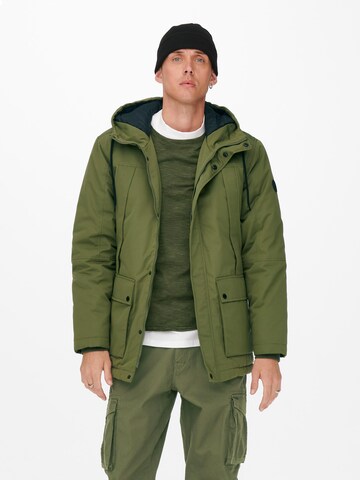 Parka invernale 'Jayden' di Only & Sons in verde: frontale