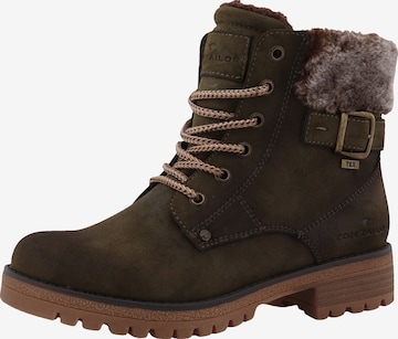 TOM TAILOR Lace-Up Ankle Boots in Brown: front