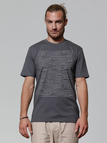 Maglietta 'Doodle Cats' di Watapparel in grigio: frontale