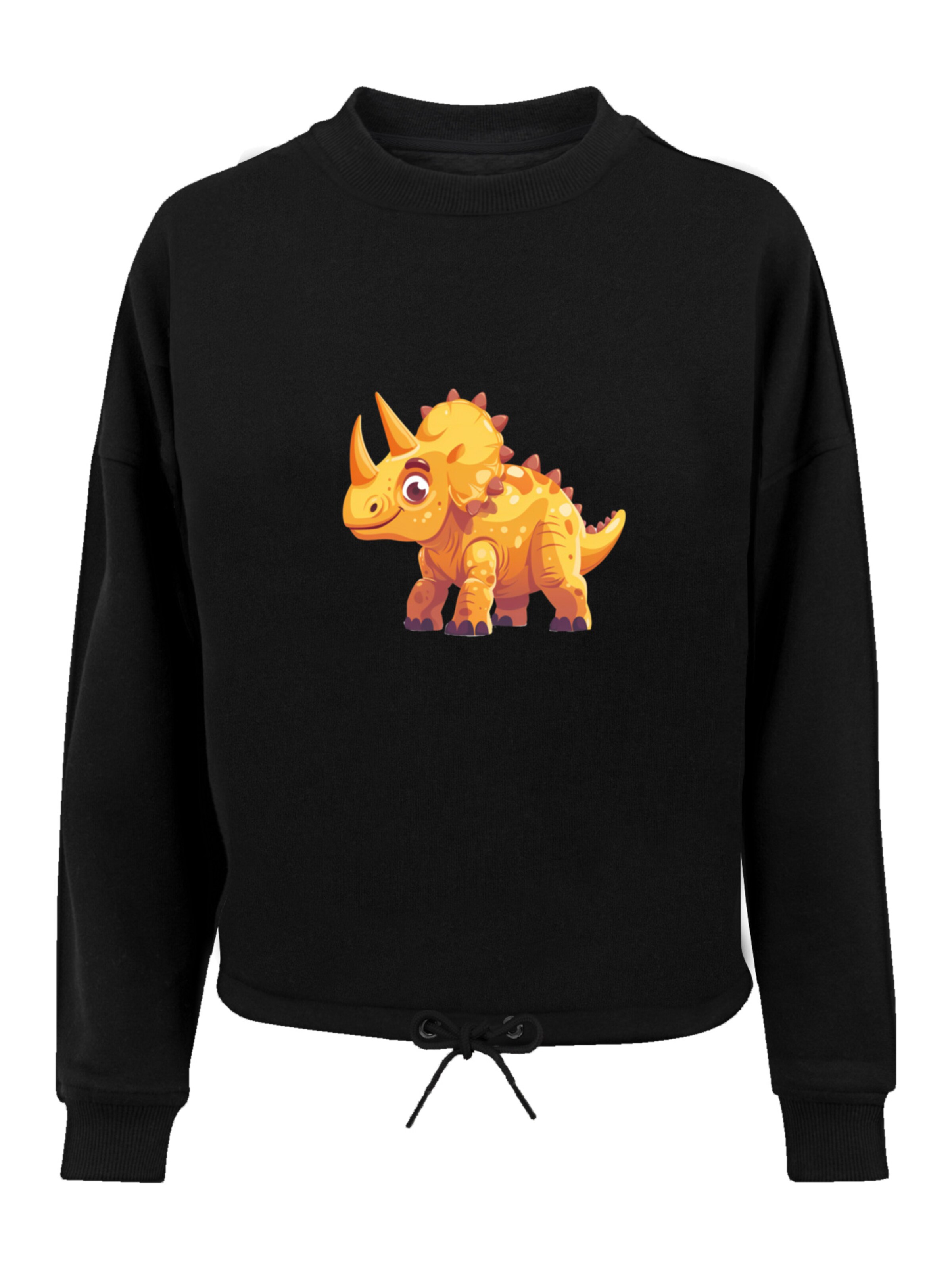 F4NT4STIC Sweatshirt 'Süßer Triceratops Dinosaurier' in Zwart: voorkant