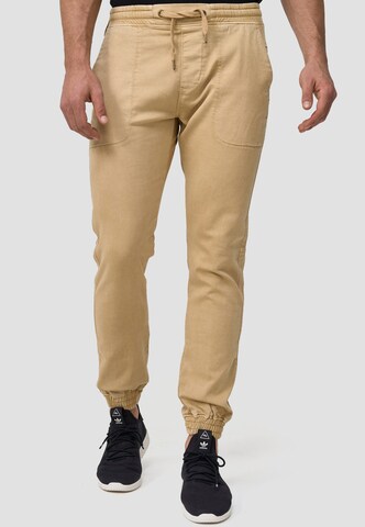 Regular Pantalon cargo INDICODE JEANS en beige : devant