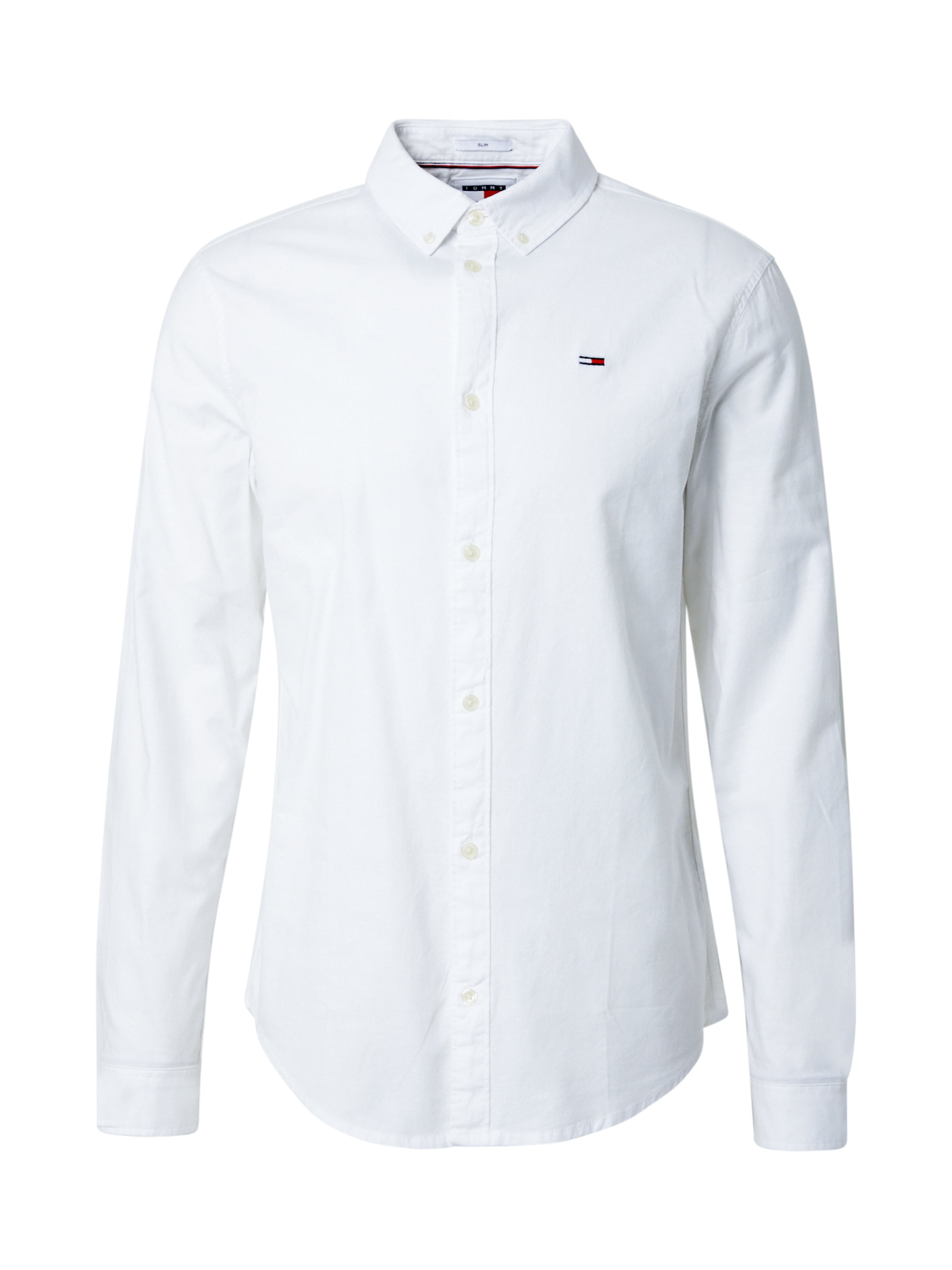 Tommy Jeans Slim fit Button Up Shirt in White: front