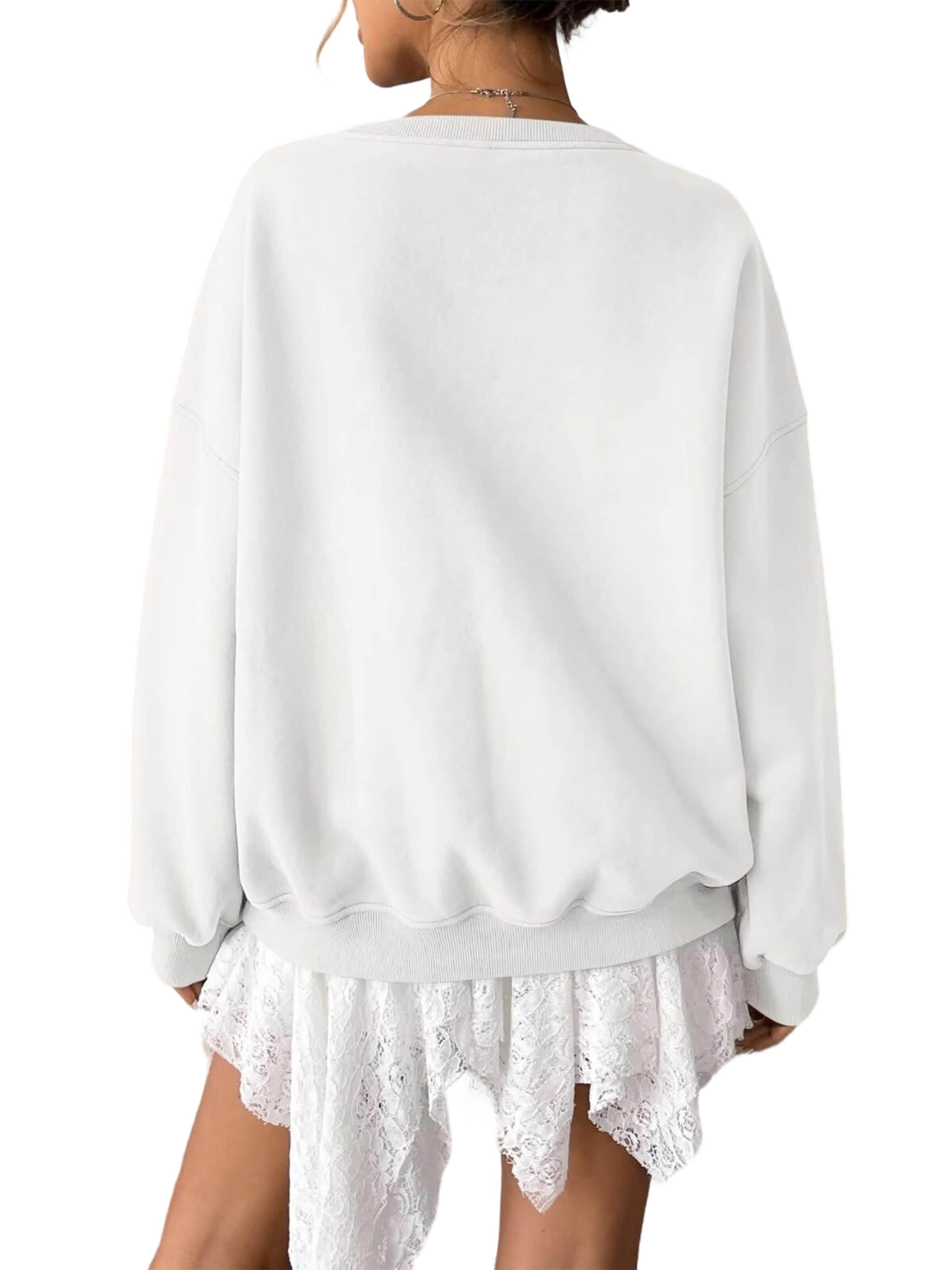 GORHEY - Sudadera 'Women's Crew Neck Oversized Sweatshirt with Leopard Print' en blanco