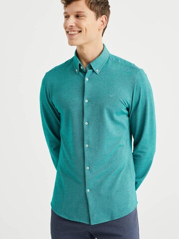 WE Fashion Slim Fit Hemd in Grün: Vorderseite