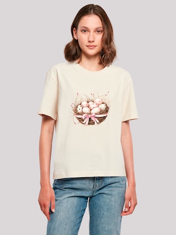T-shirt 'Osterei Nest Korb Dekor' F4NT4STIC en beige : devant
