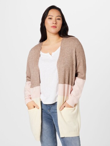 ONLY Carmakoma Knit Cardigan 'STONE' in Brown: front