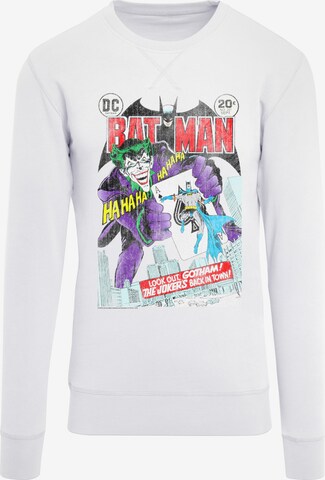 F4NT4STIC Sweatshirt 'DC Comics Batman Joker Playing Card Cover' in Wit: voorkant