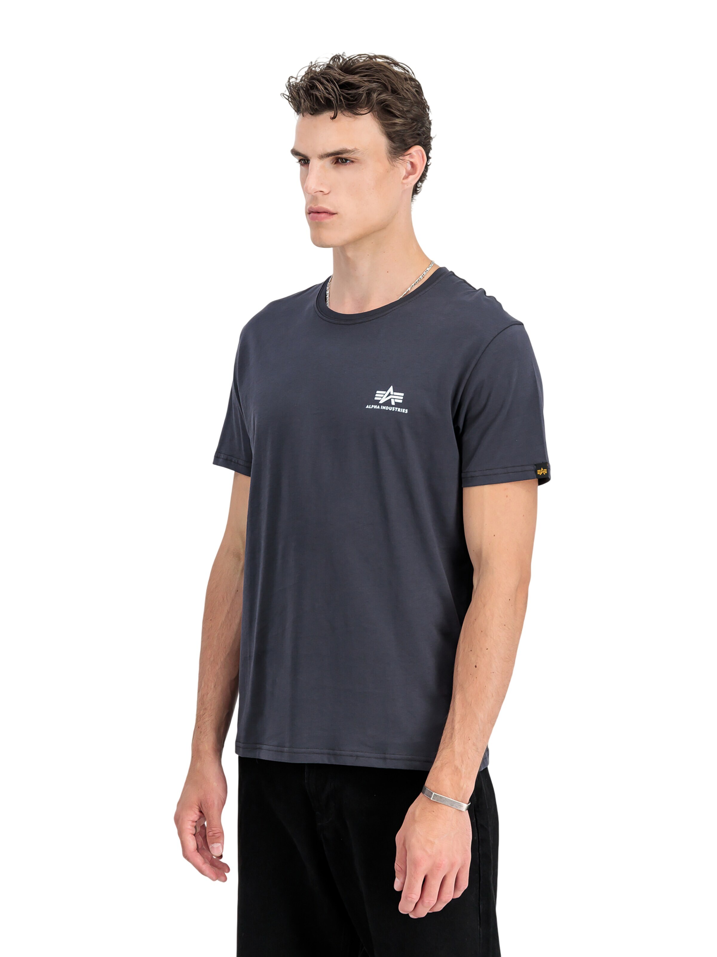 ALPHA INDUSTRIES Regular Fit Shirt 'Basic Small Logo'‌‌‌‌‌‌ in Blau: Vorderseite