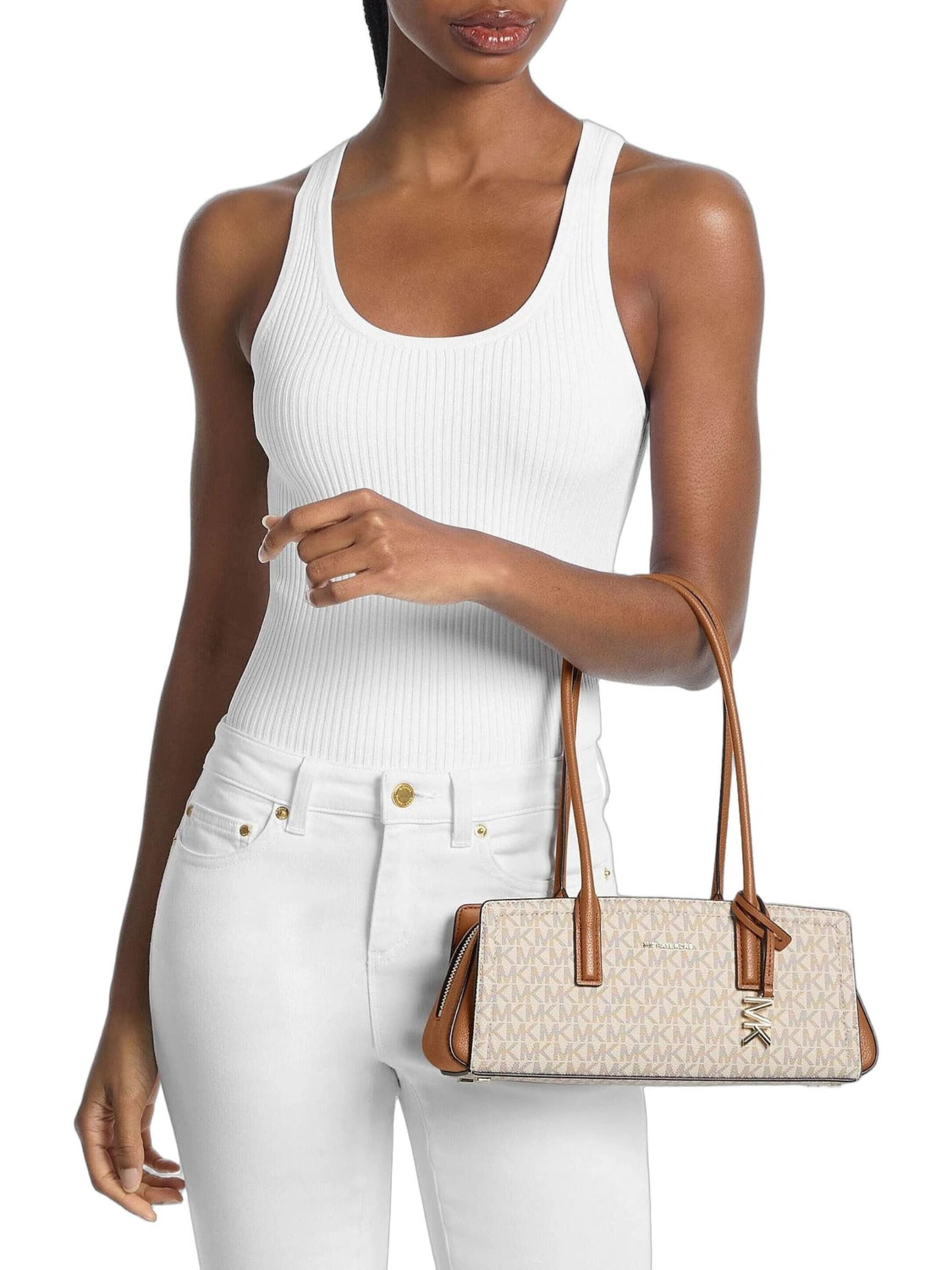 Borsa a mano 'Michael Kors Sac bandoulière Laila Signature Small East West Vanille' di MICHAEL Michael Kors in beige
