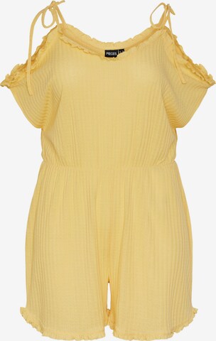 Tuta jumpsuit 'Breeze' di PIECES Curve in giallo: frontale