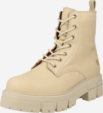 Apple of Eden Lace-Up Ankle Boots 'Castle' in Beige: front