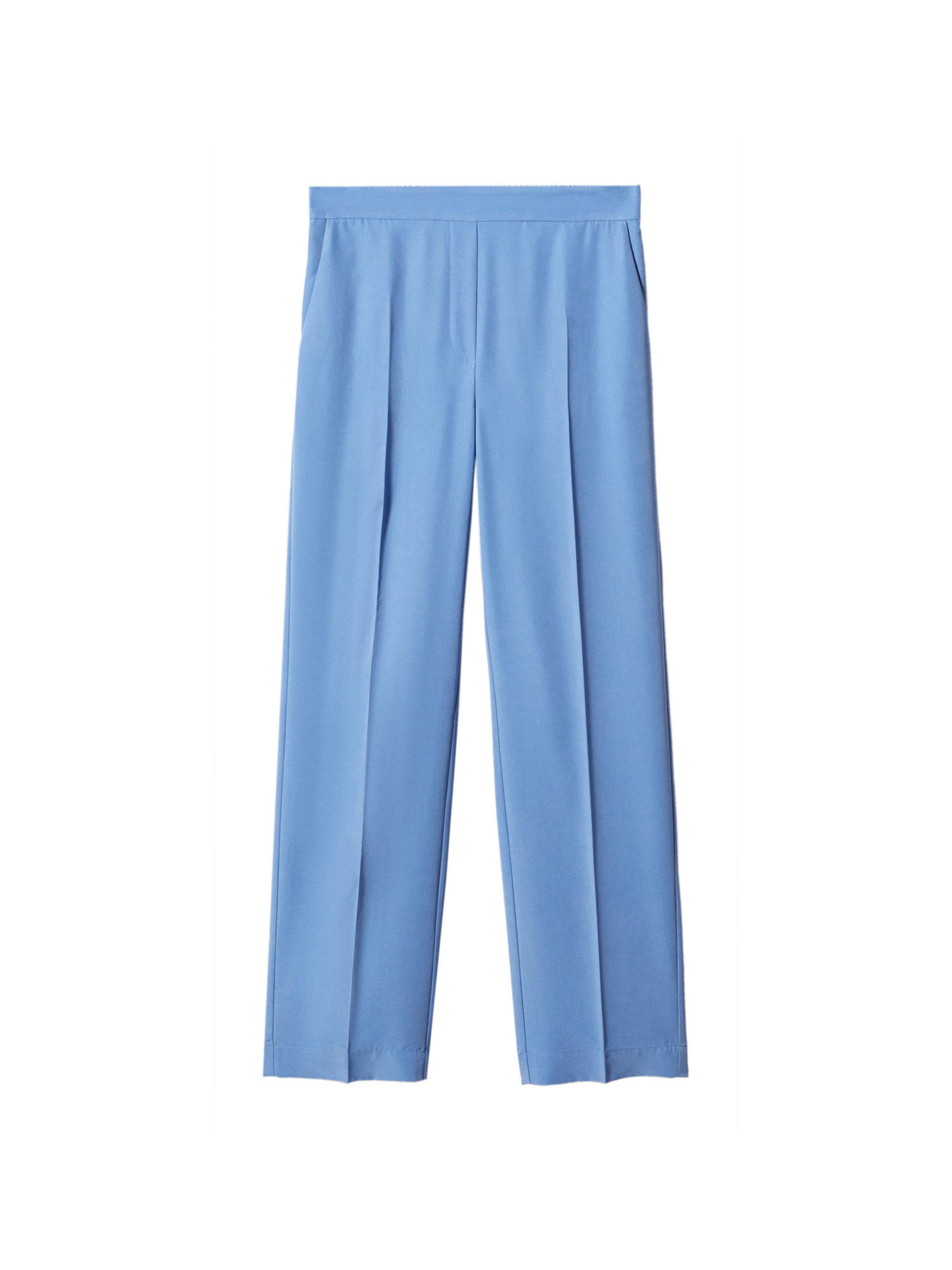 MANGO Loose fit Pleated Pants 'Marina' in Blue: front
