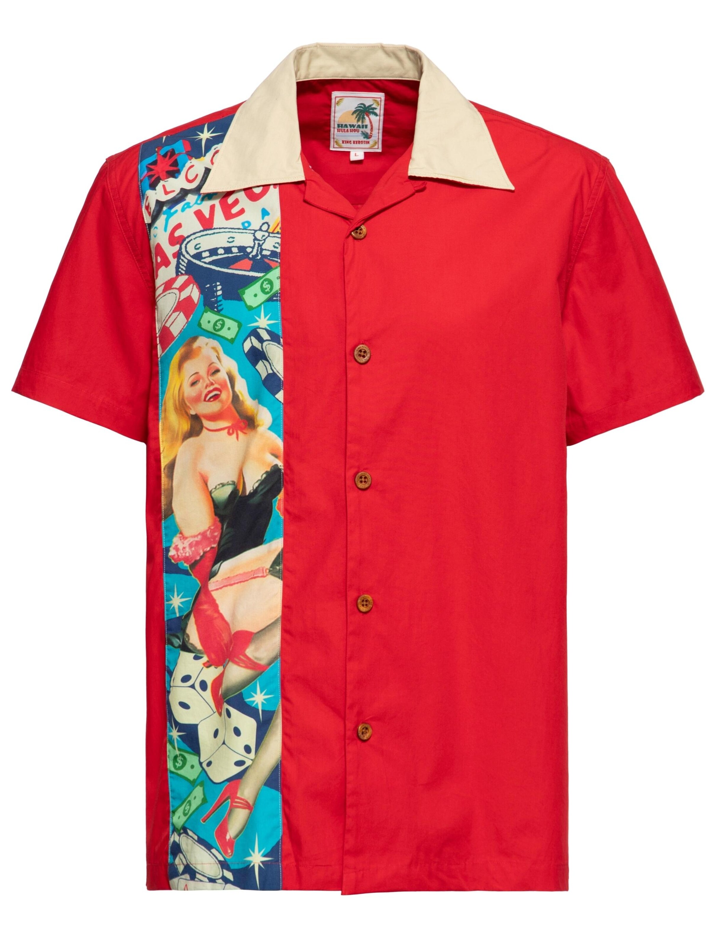 King Kerosin Button Up Shirt 'Pin-Up Las Vegas' in Red, Item view