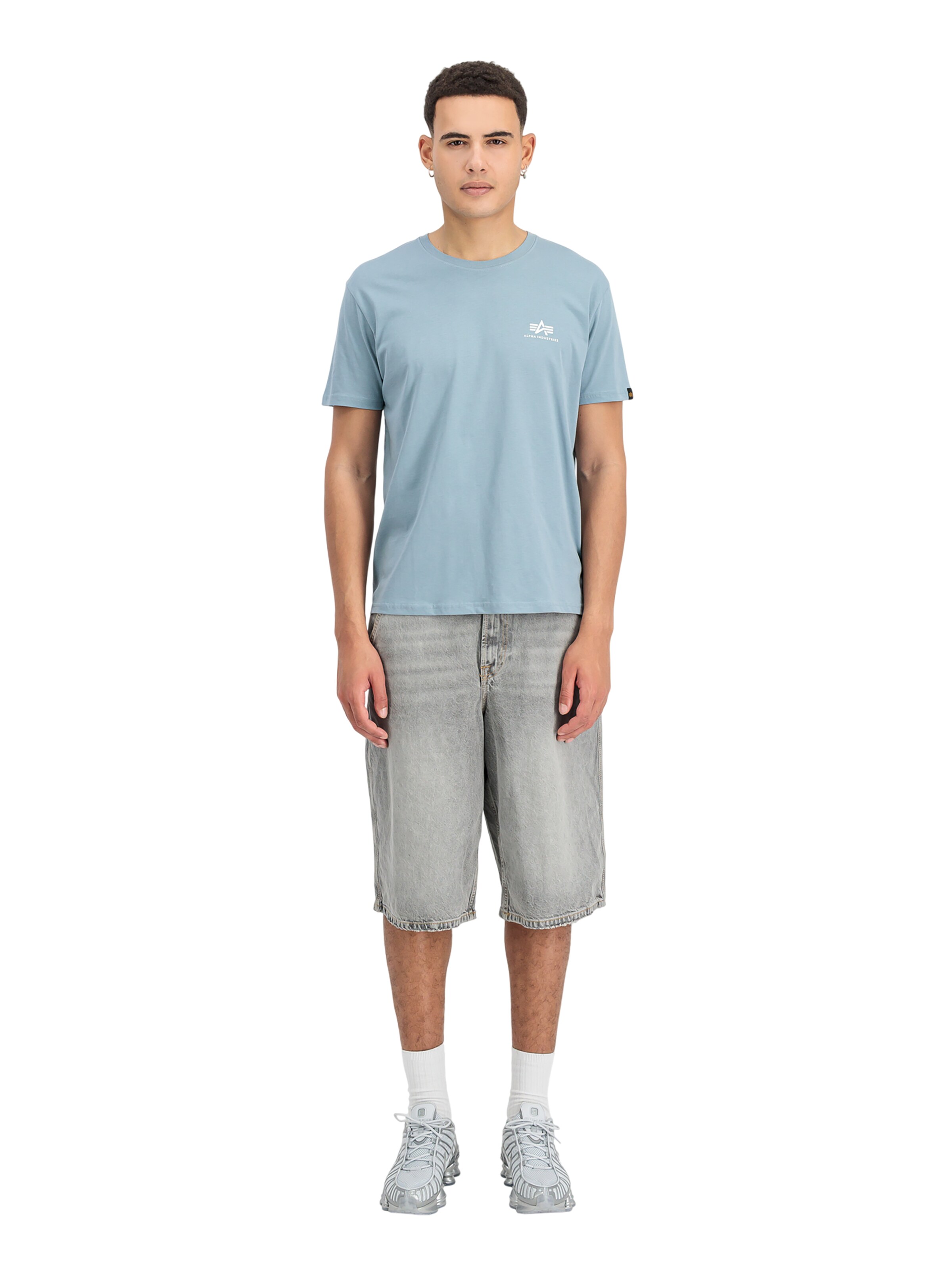 ALPHA INDUSTRIES Shirt 'Basic Small Logo'‌‌ in Blau