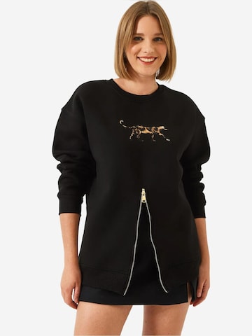 Bianco LucciSweater majica - crna boja: prednji dio