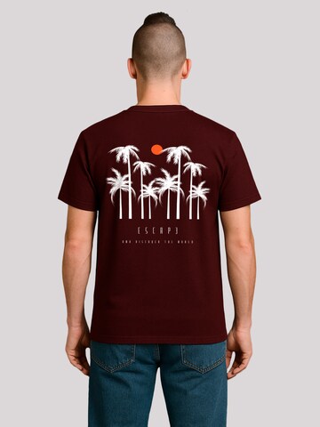 T-Shirt 'Escape Discover the World Palm Trees White' F4NT4STIC en marron