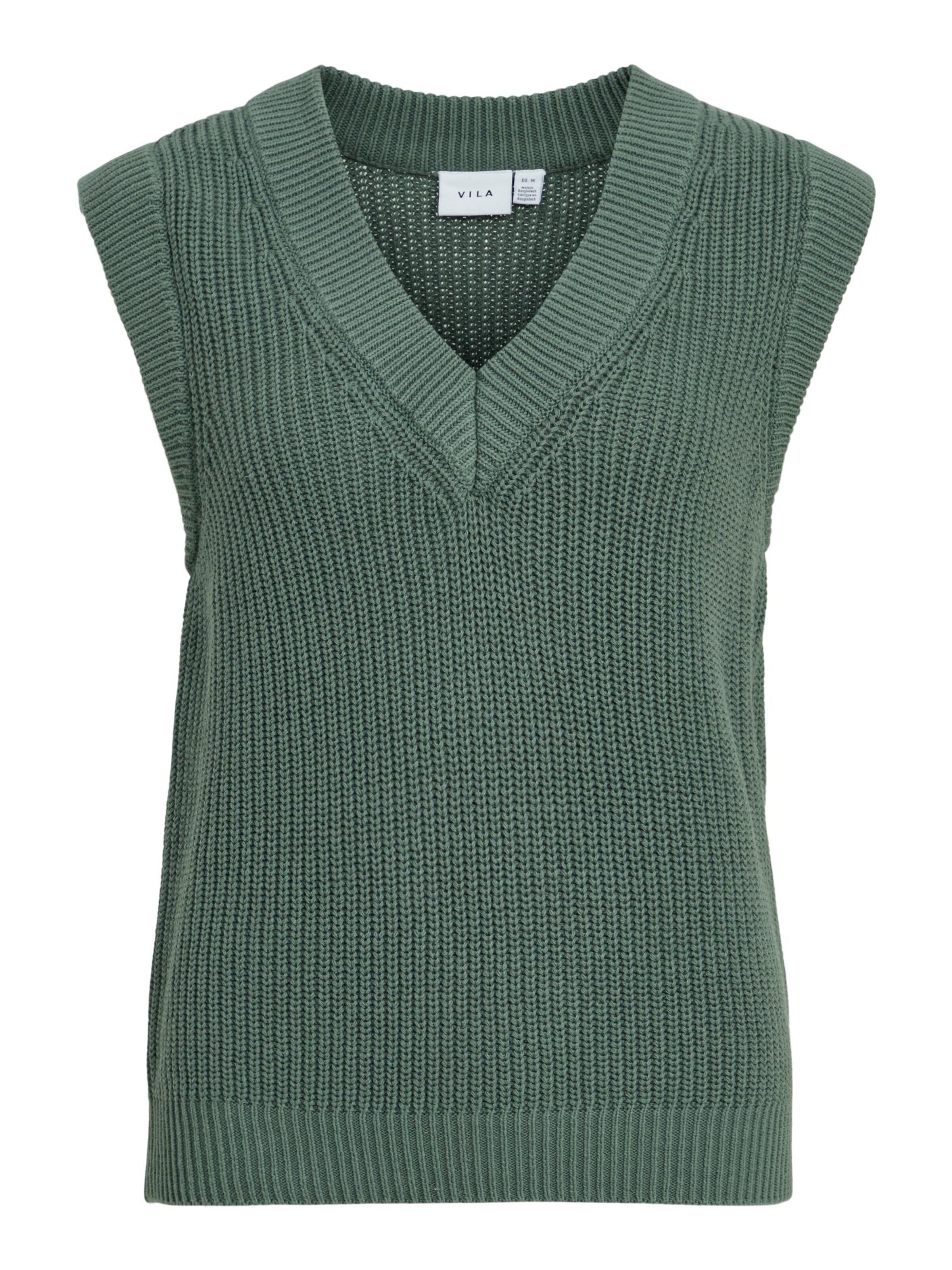 Vila Curve Sweater in Dark Green 