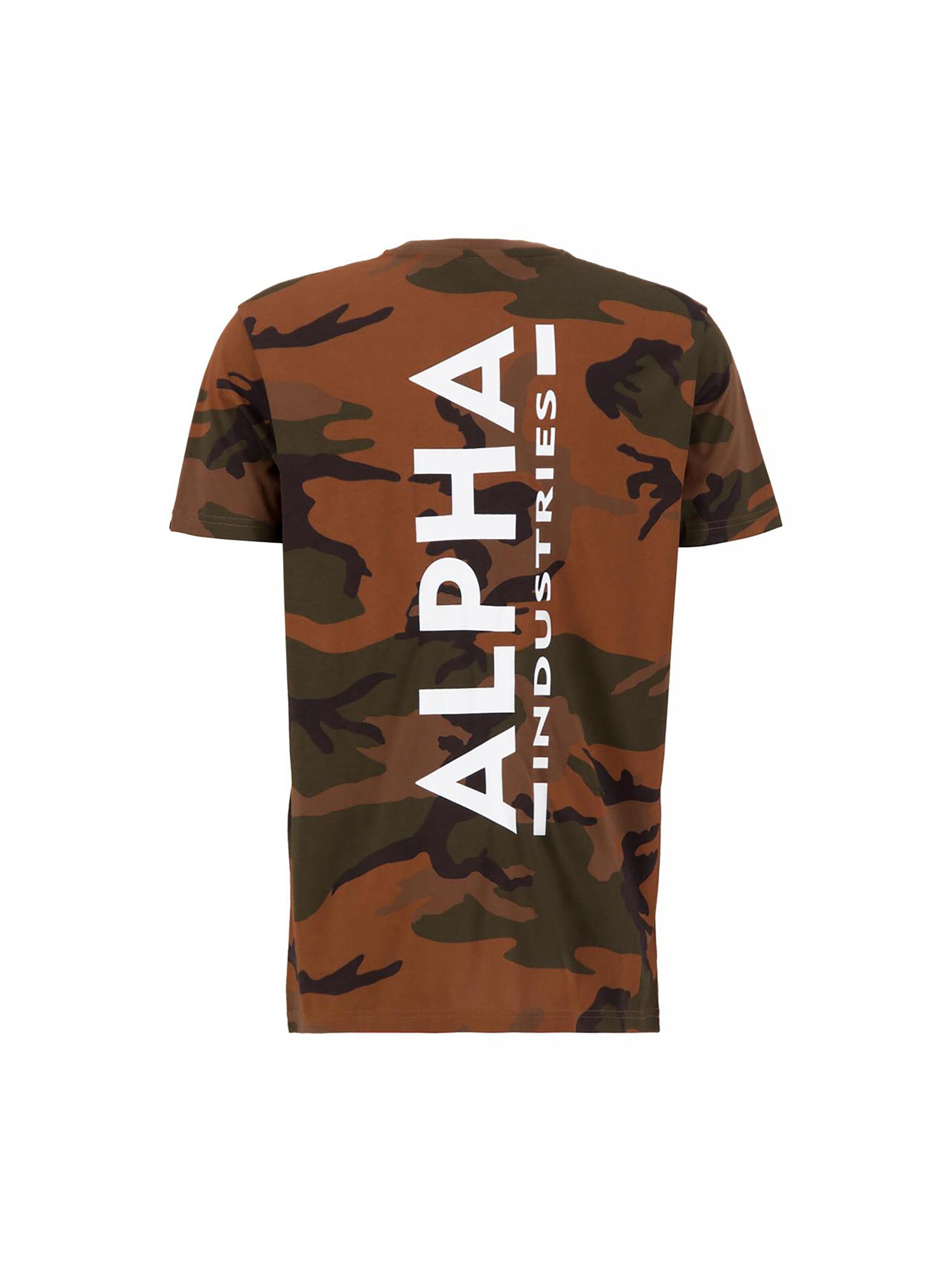 ALPHA INDUSTRIES Shirt 'Backprint Camo' in Brown
