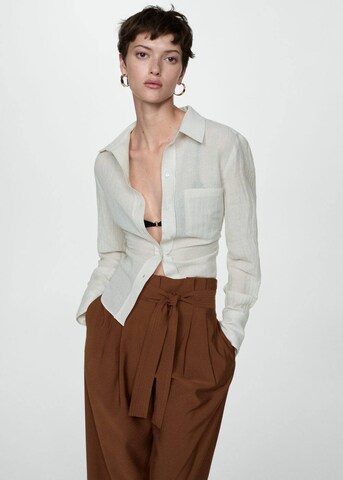 MANGO Wide leg Pleat-front trousers 'HUGO' in Brown