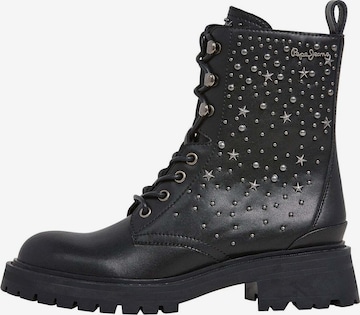 Pepe Jeans Lace-Up Ankle Boots in Black: front