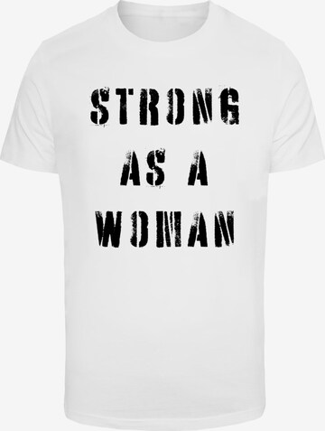 Merchcode Shirt 'WD - Strong As A Woman' in Wit: voorkant