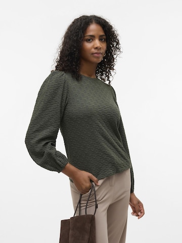 VERO MODA Bluse 'FLOWER' i grøn