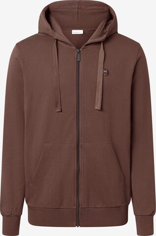 KnowledgeCotton Apparel Zip-Up Hoodie in Brown: front
