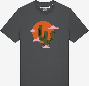 T-Shirt 'Kaktus Im Sonnenuntergang' Watapparel en gris : devant