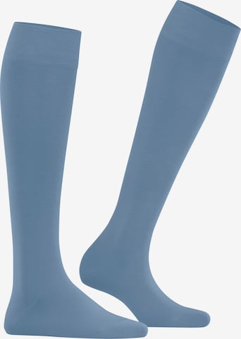 FALKE Knee High Socks 'Cotton Touch' in Blue: front