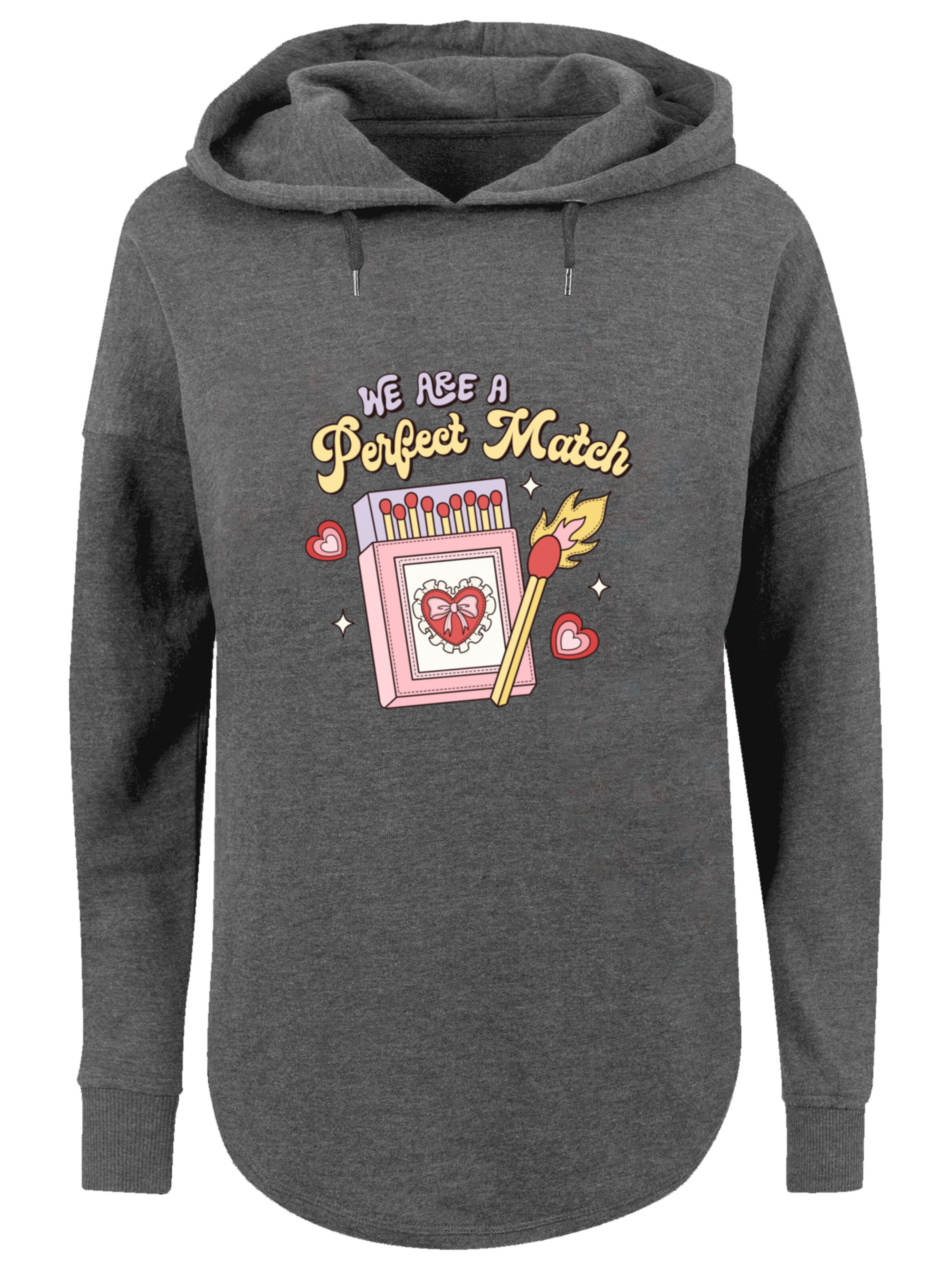 F4NT4STIC Sweatshirt 'We Are A Perfect Match Love' in Grey: front