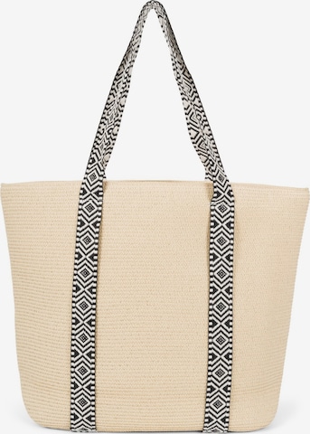 styleBREAKER Beach bag 'Papierstroh Strandtasche Azteken Muster' in Beige: front