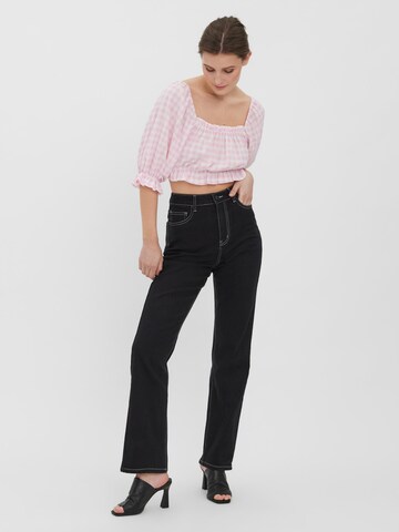 VERO MODA Bluse 'Checks' in Weiß