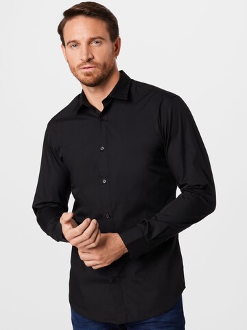 JACK & JONES - Ajuste estrecho Camisa 'Joe' en negro: frente