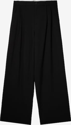 Wide Leg Pantalon à pince Bershka en noir : devant
