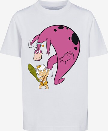 F4NT4STIC Shirt 'Bamm Bamm And Dino' in Wit: voorkant