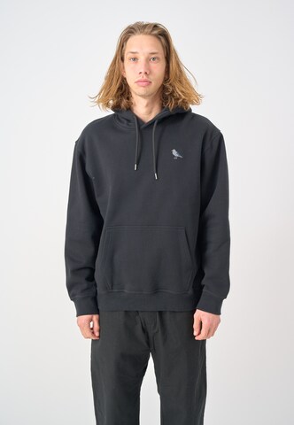 Cleptomanicx Kapuzenpullover 'Embro Gull Mono' in Schwarz: Vorderseite