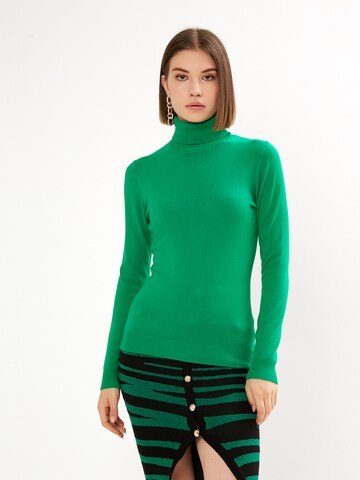 Influencer Pullover in Grün: Vorderseite