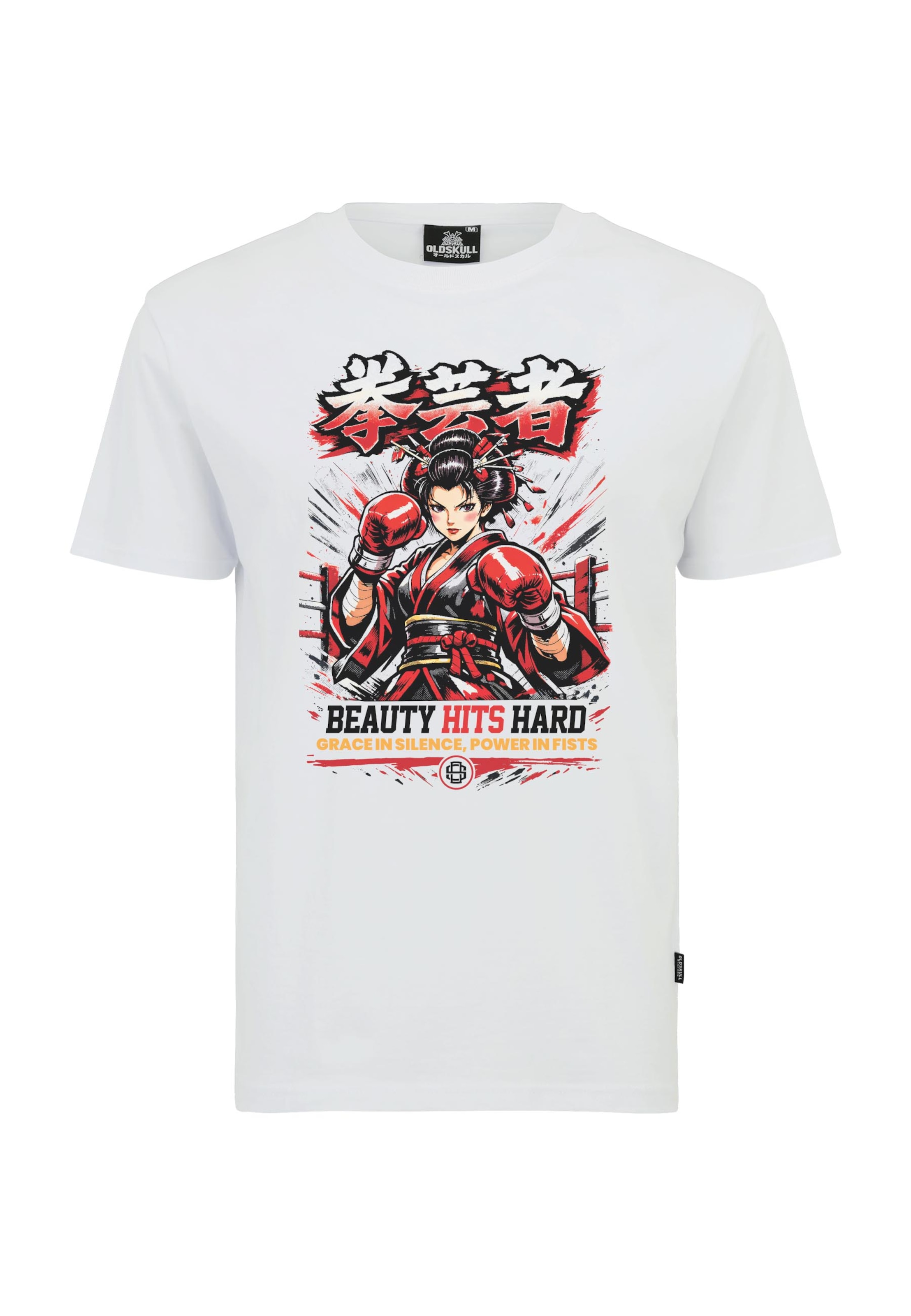 T-Shirt 'Asian Boxing Graphic' Oldskull en blanc : devant