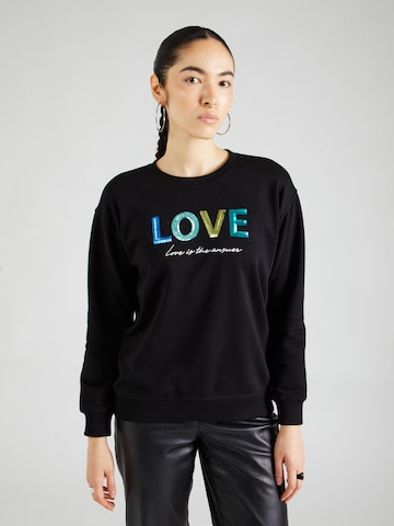 s.Oliver Sweatshirt in Zwart: voorkant